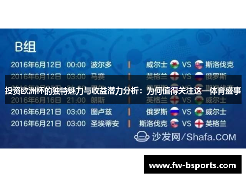 投资欧洲杯的独特魅力与收益潜力分析：为何值得关注这一体育盛事